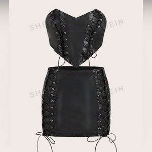 Black leather two piece set